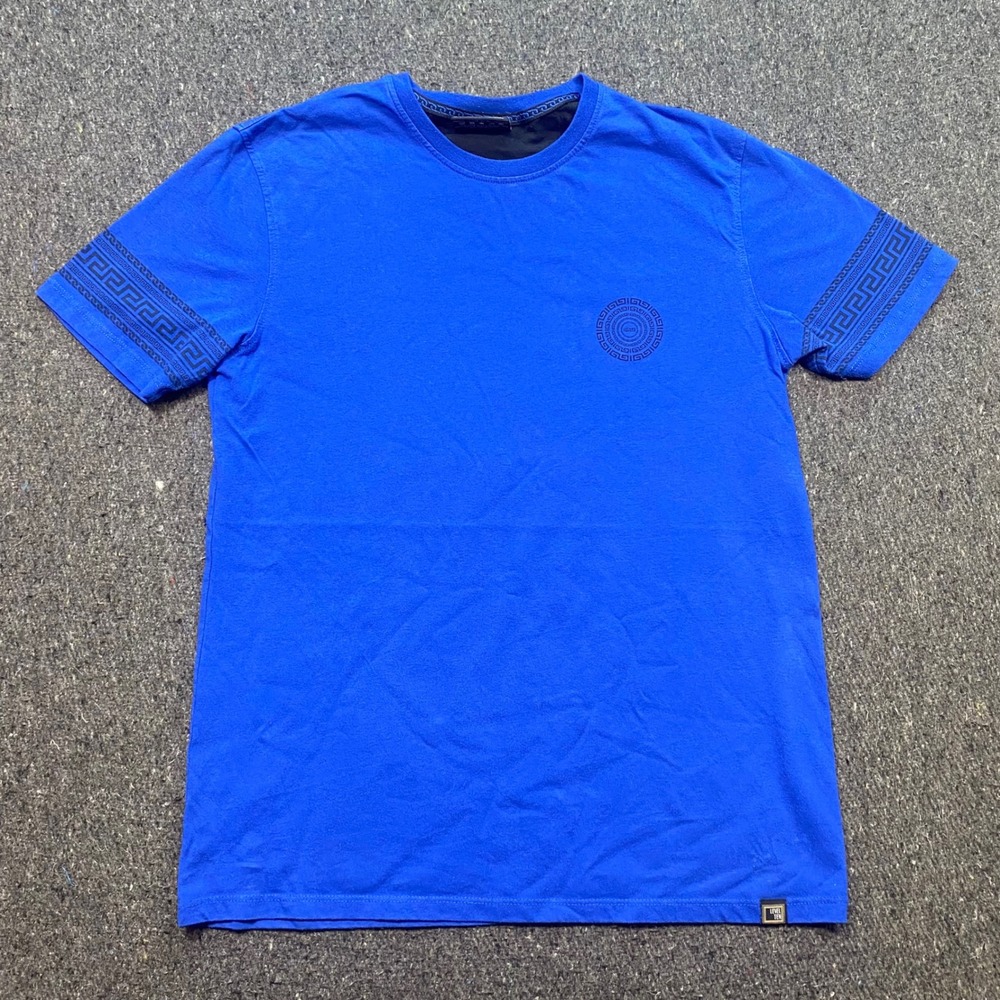 Level Ten‎ Greek Key Graphic TShirt Sz S Mens Blue Streetwear Crew Neck Tee